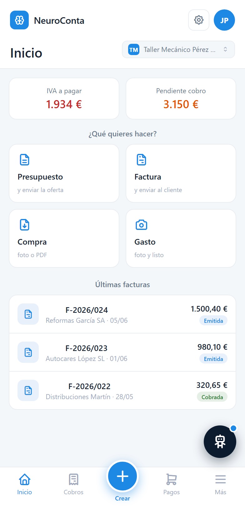 App móvil de facturación y contabilidad para autónomos y pymes